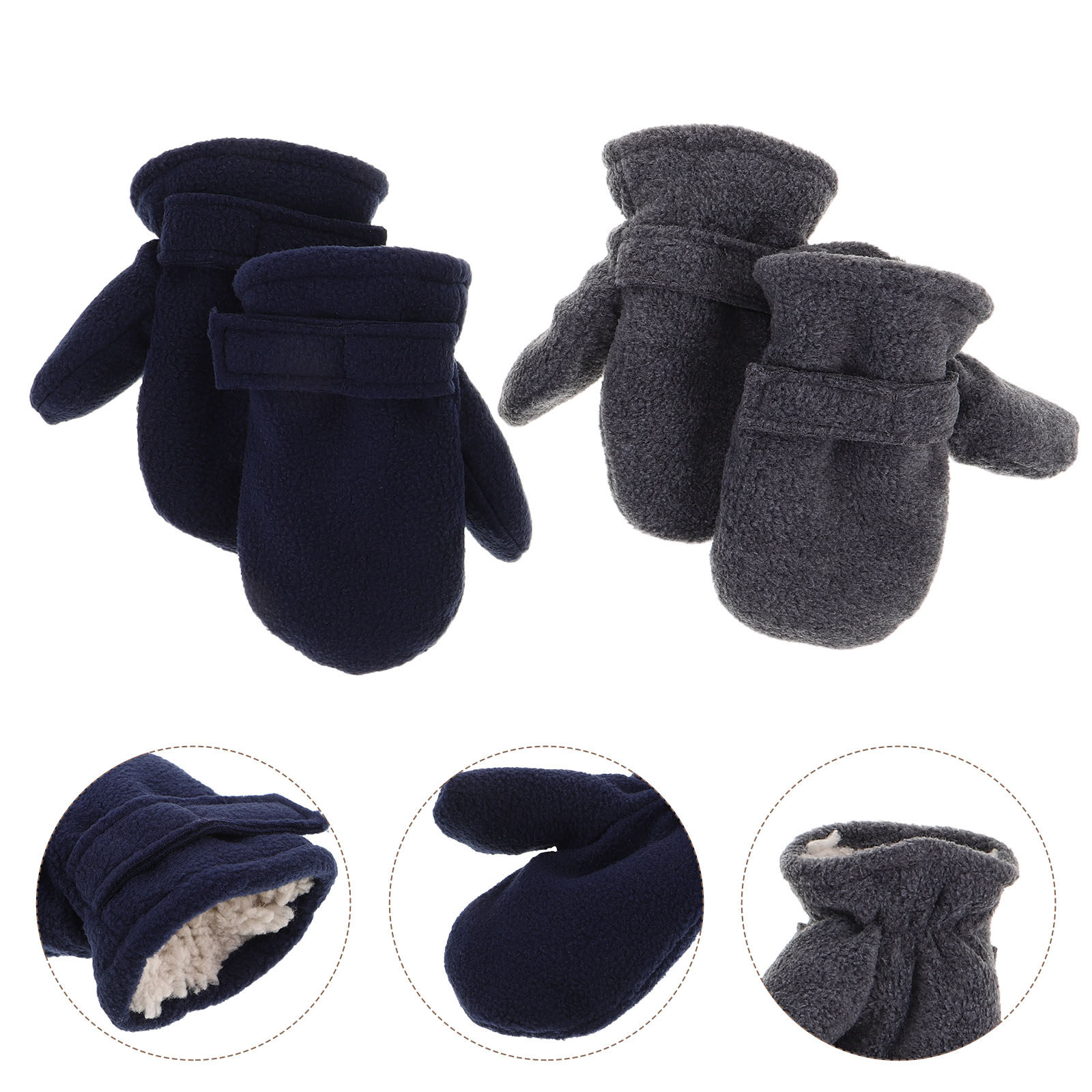 Snow Glove Insulated - 2Pairs Children Warm Gloves Polar Fleece