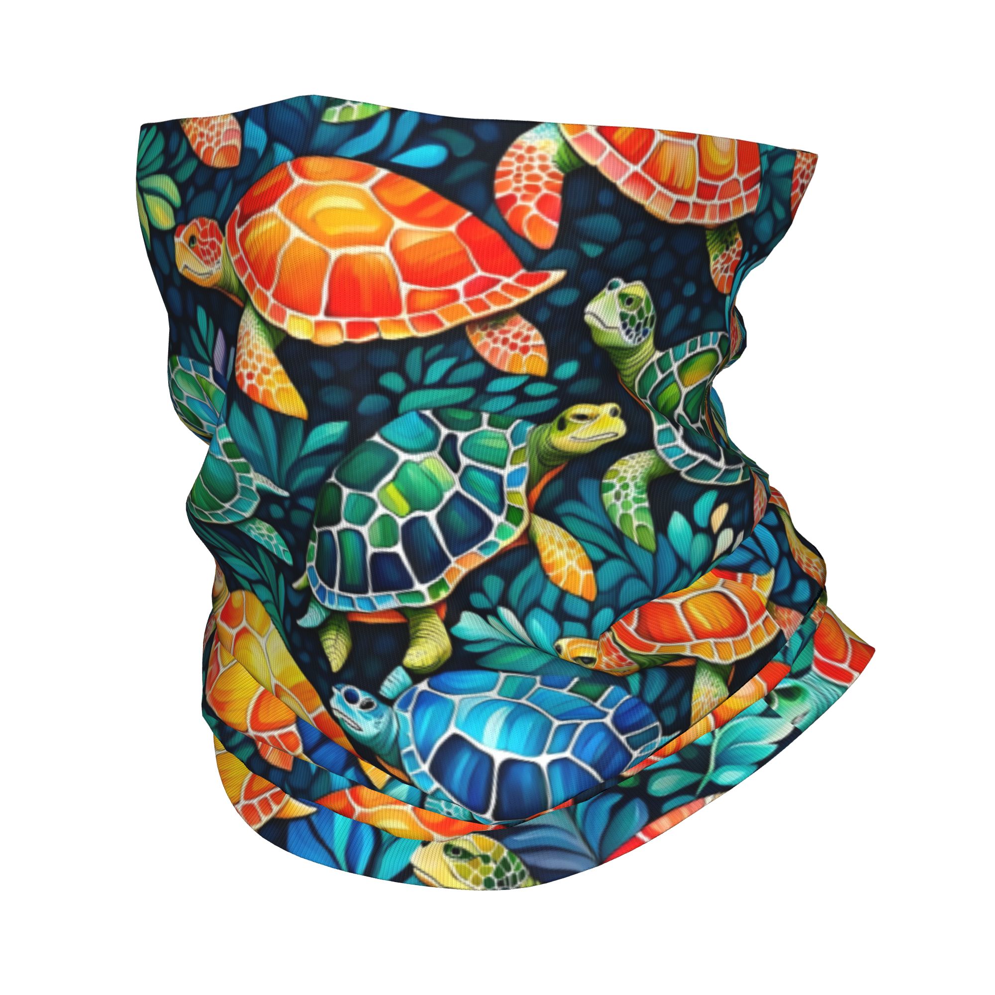 Neck Gaiter Fleece - Custom Funny Colorful Sea Turtle Neck