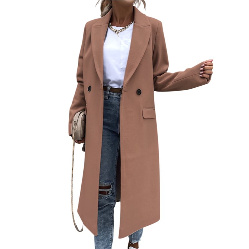 Wool Coat Peacoat - ABRT-Women's Winter Wool Coat Casual Lapel