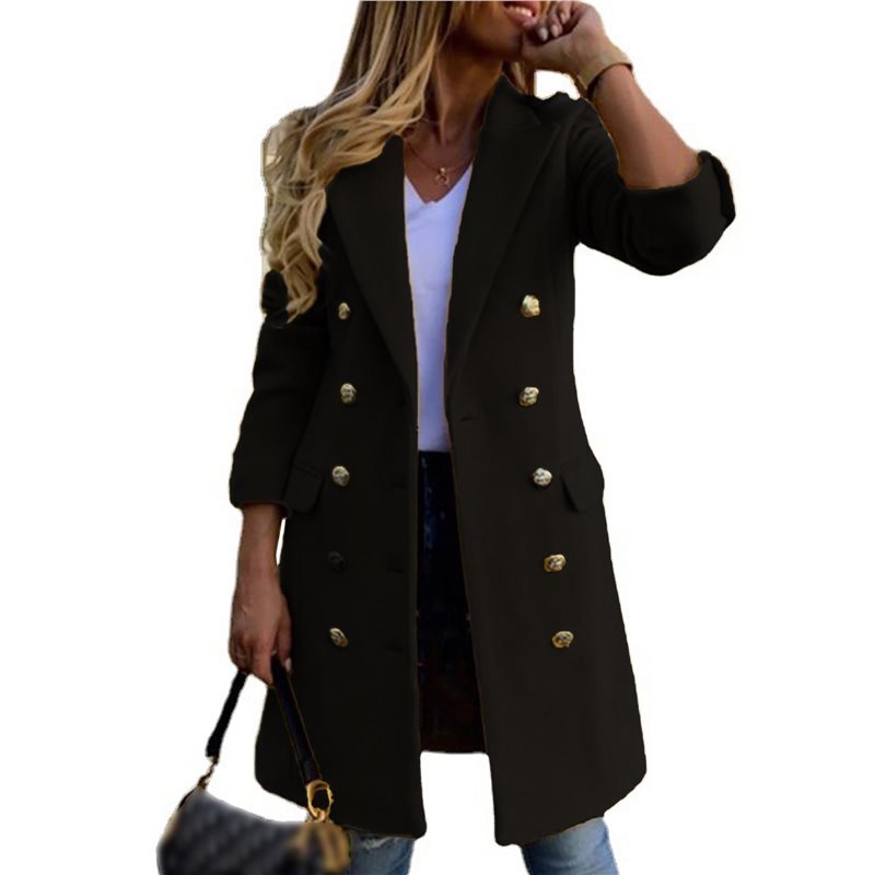A24F-Women Fall Winter Wool Co - Wool Coat Peacoat 评论和价格