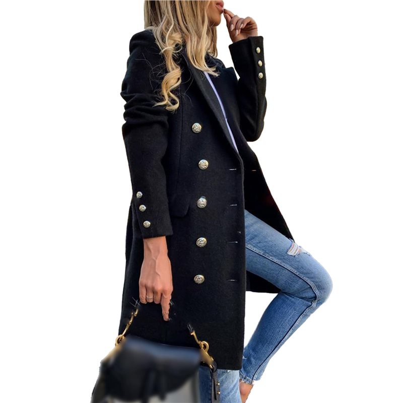 A24F-Women Fall Winter Wool Co - Wool Coat Peacoat 评论和价格