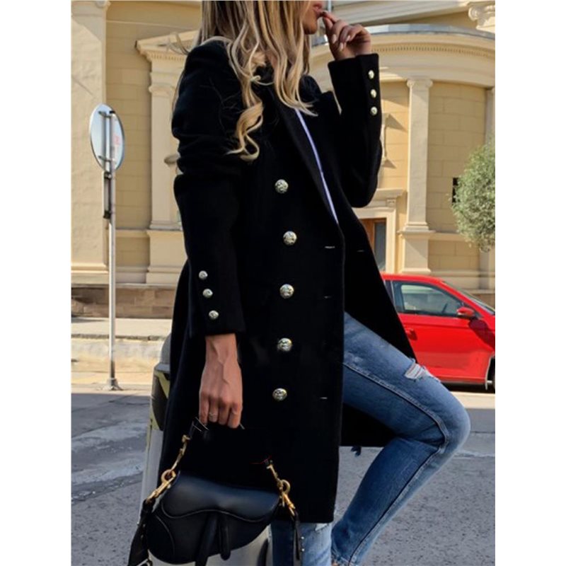 A24F-Women Fall Winter Wool Co - Wool Coat Peacoat 评论和价格