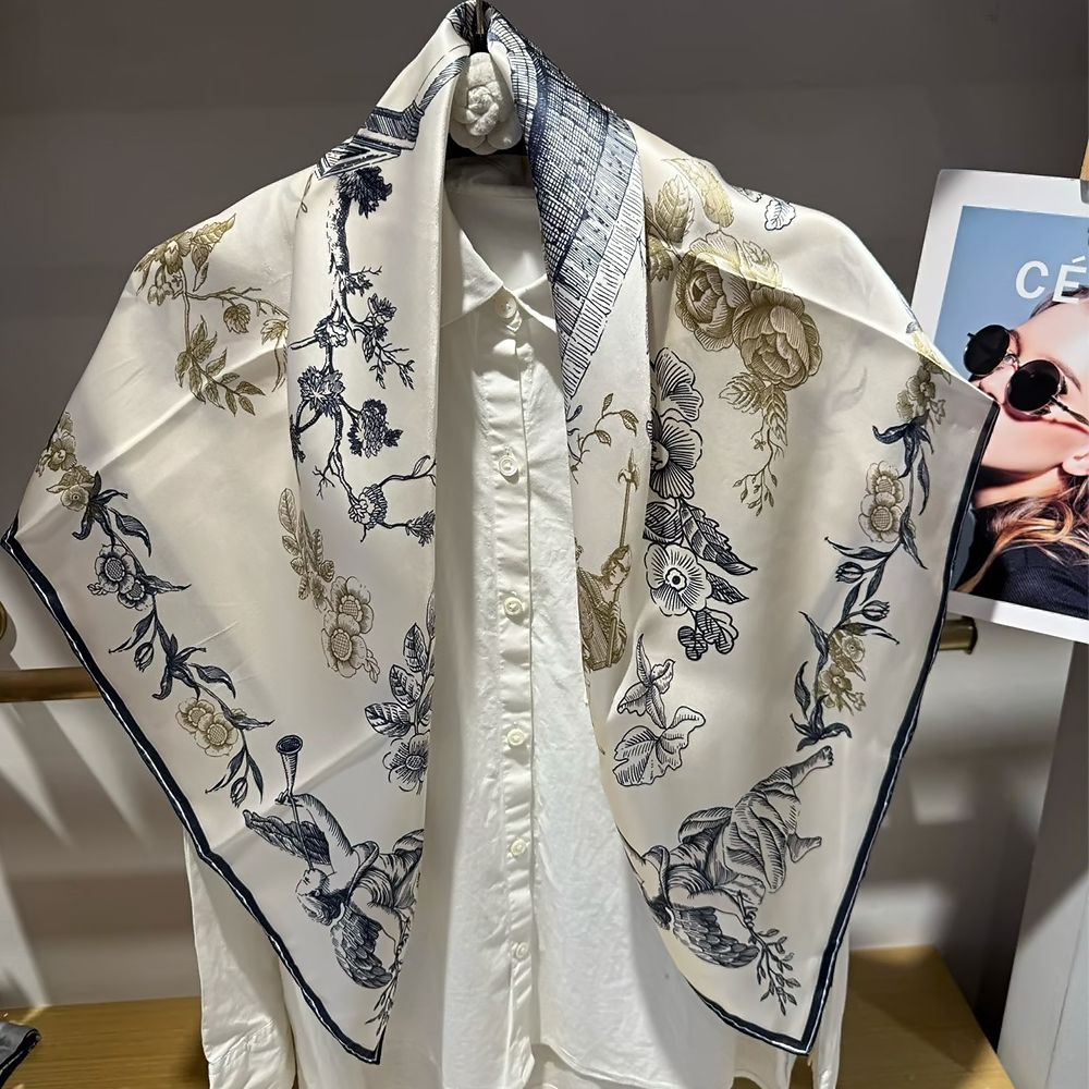 [BYSIFA] Blue White 100% Silk  - Shawl Wrap Winter 评论和价格