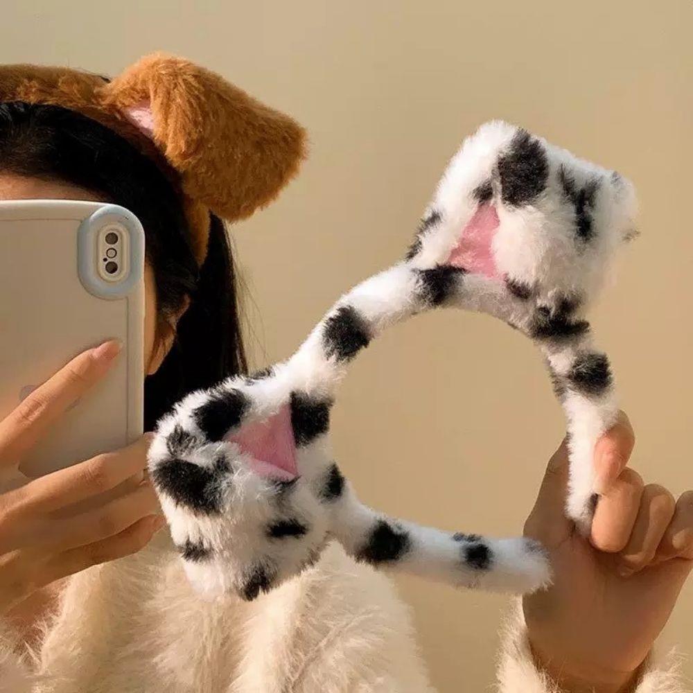 Spotted Dogs Folded Ear Hairba - Winter Headband Fleece 评论和价格