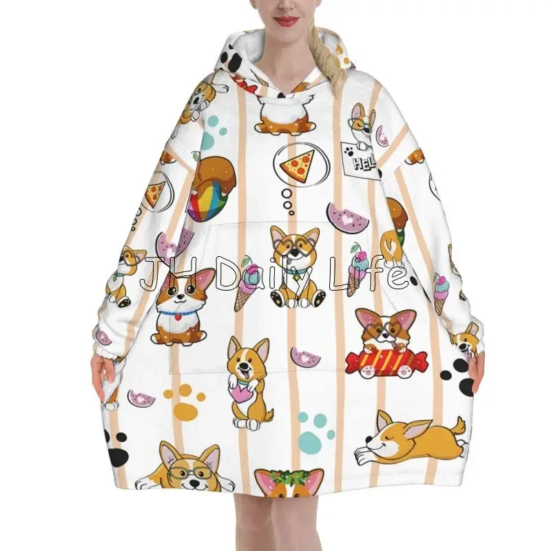 Cute Corgi Dog Wearable Hoodie - Sherpa Hoodie Fleece 评论和价格