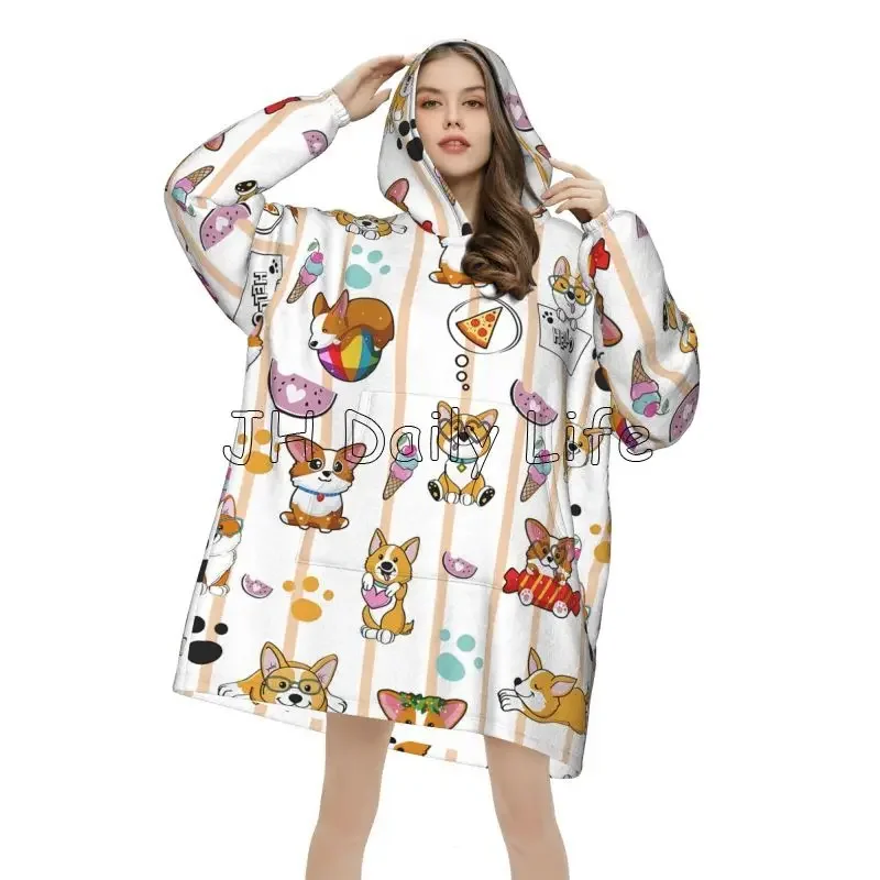 Cute Corgi Dog Wearable Hoodie - Sherpa Hoodie Fleece 评论和价格