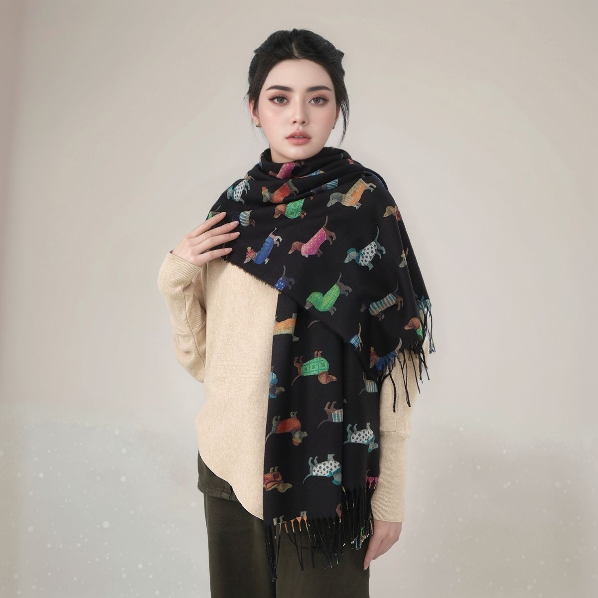 New Cashmere Scarf Shawl Dachs - Cashmere Pashmina Wrap 评论和价格