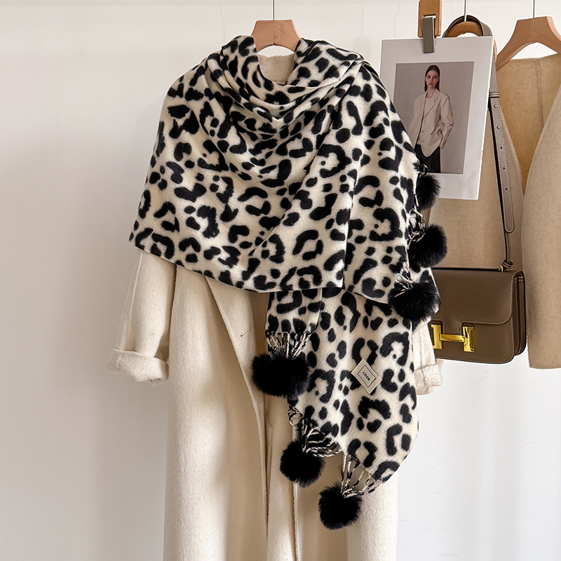 New Luxury Winter Leopard Two- - Cashmere Pashmina Wrap 评论和价格
