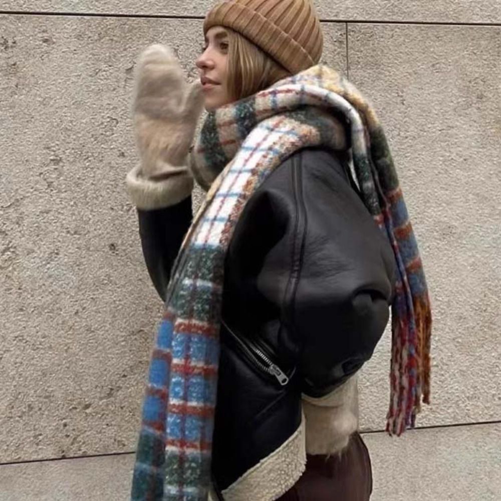 Retro Tassel Plaid Wool Scarf  - Wool Scarf Men 评论和价格