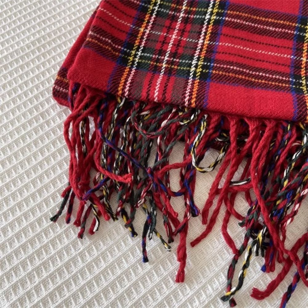 Retro Tassel Plaid Wool Scarf  - Wool Scarf Men 评论和价格