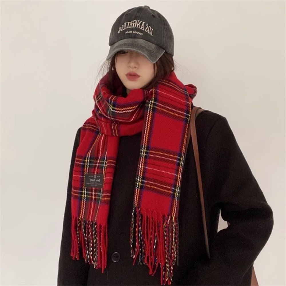 Retro Tassel Plaid Wool Scarf  - Wool Scarf Men 评论和价格