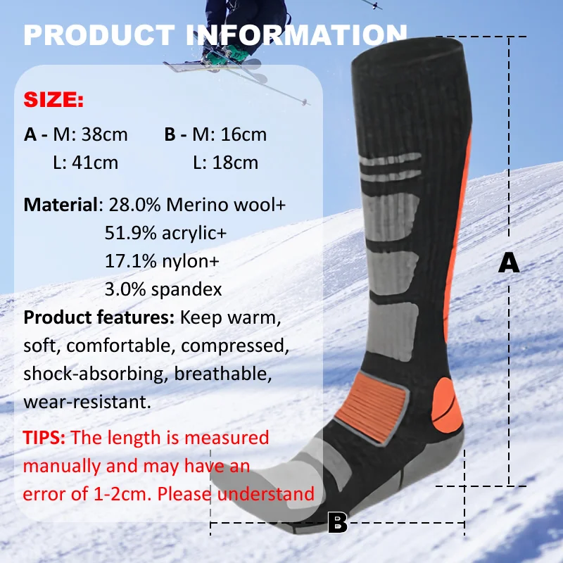 1 Pair Merino Wool Ski Socks M - Thermal Sock Wool 评论和价格