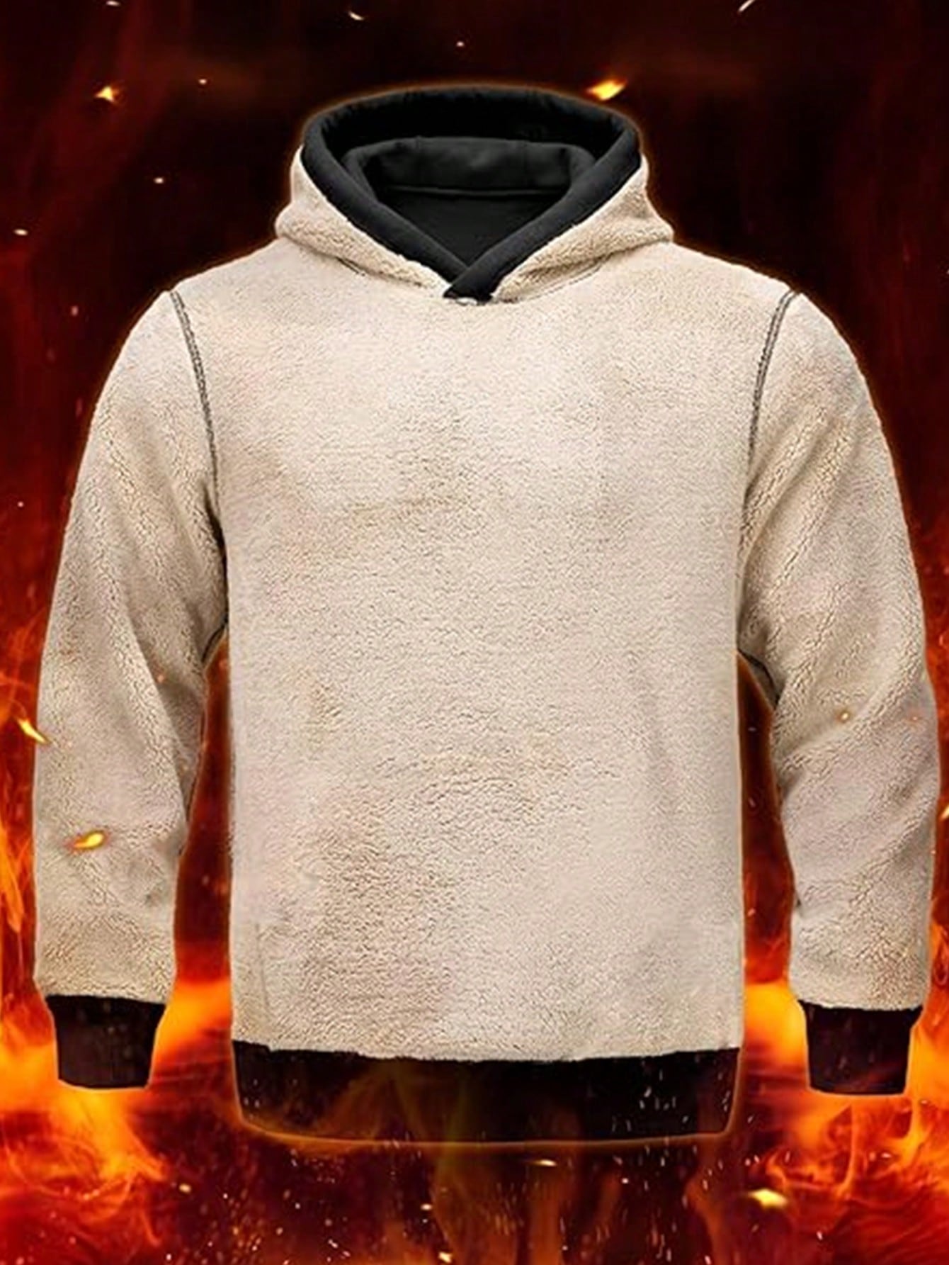 Men's Black Sherpa-Lined Hoodi - Sherpa Hoodie Fleece 评论和价格
