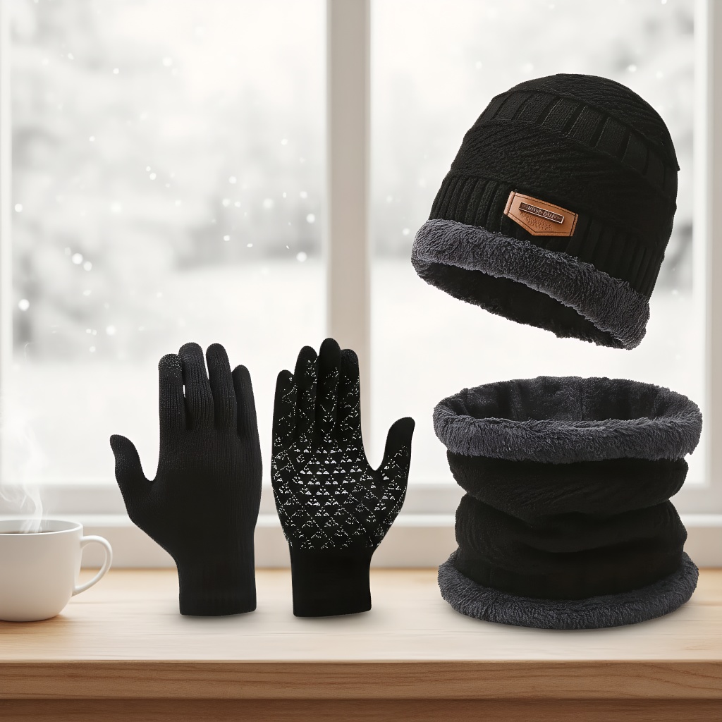 Winter Knit Hat & Scarf Set fo - Wool Scarf Men 评论和价格
