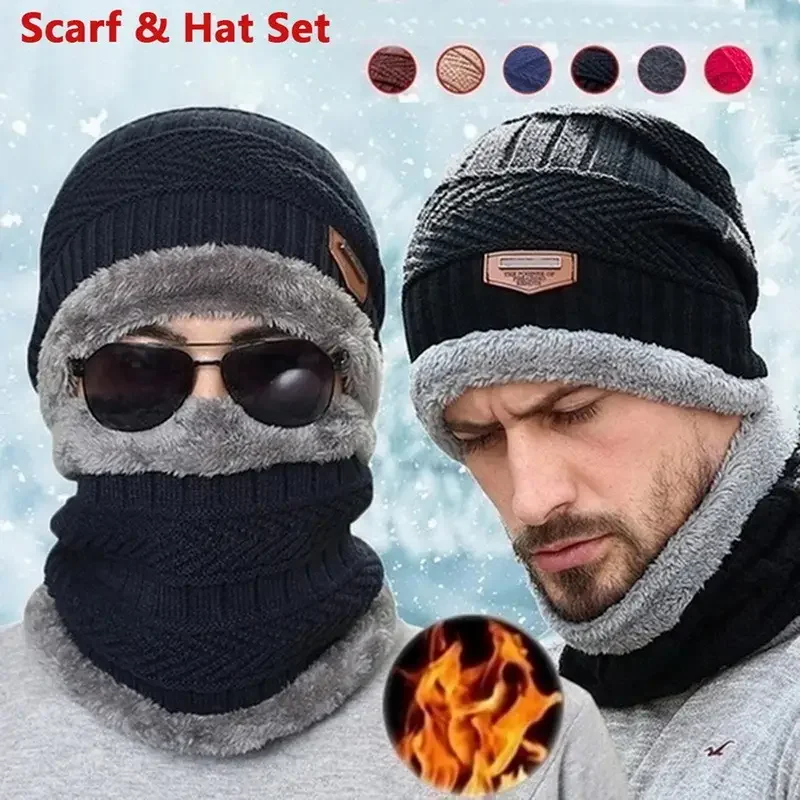 Winter Knit Hat & Scarf Set fo - Wool Scarf Men 评论和价格