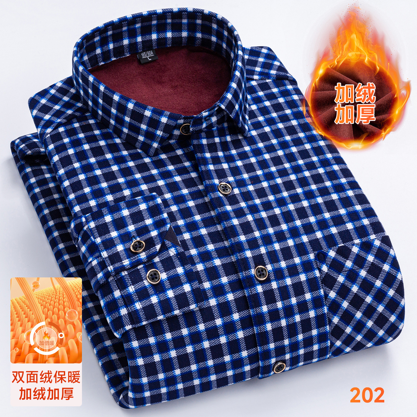 8XL Men Winter Warm Plaid Shir - Flannel Shirt Lined 评论和价格