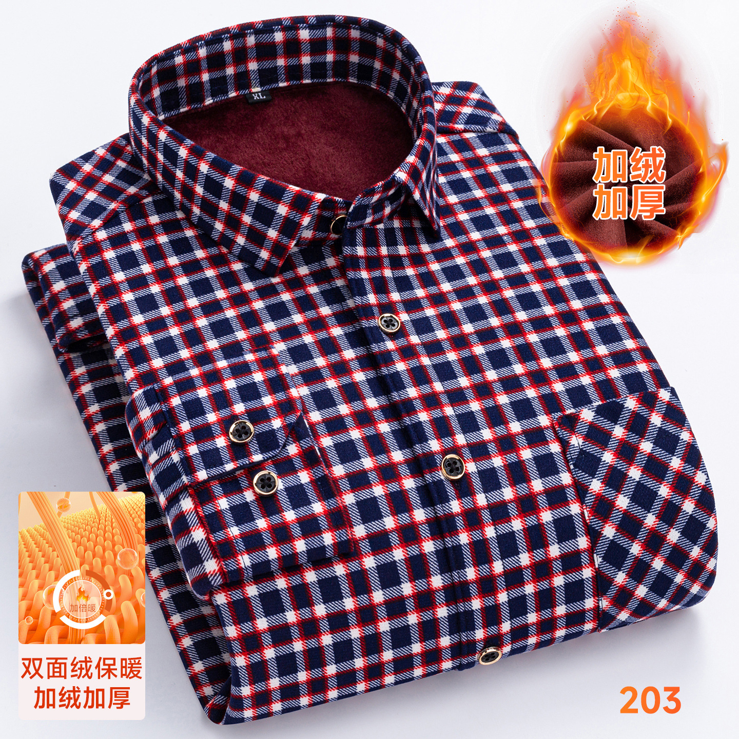 8XL Men Winter Warm Plaid Shir - Flannel Shirt Lined 评论和价格