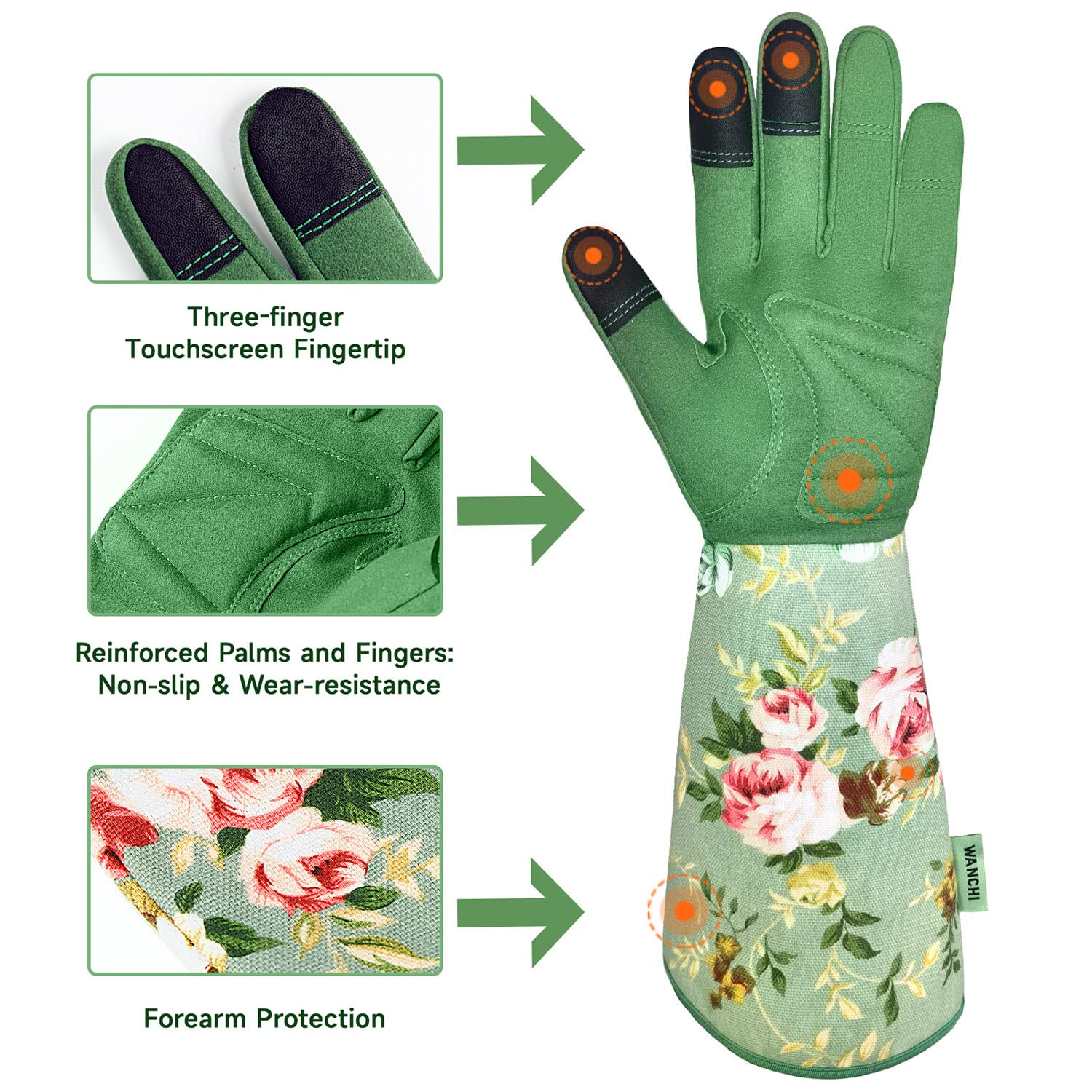 Women's Long Gardening Gloves, - Touch Screen Gloves 评论和价格