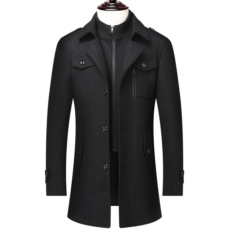 Men's Winter Wool Blend Coat D - Wool Coat Peacoat 评论和价格