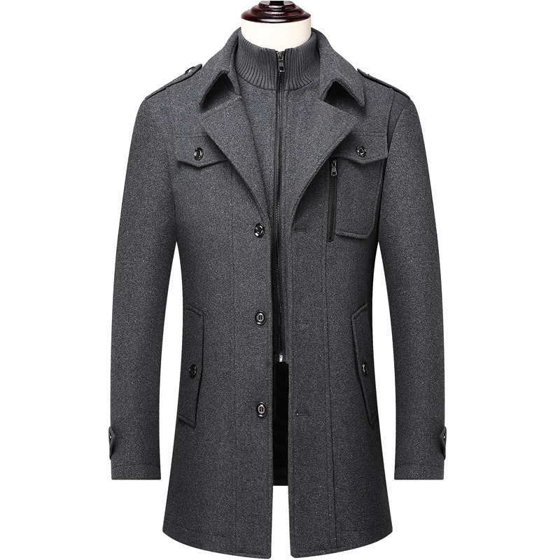 Men's Winter Wool Blend Coat D - Wool Coat Peacoat 评论和价格