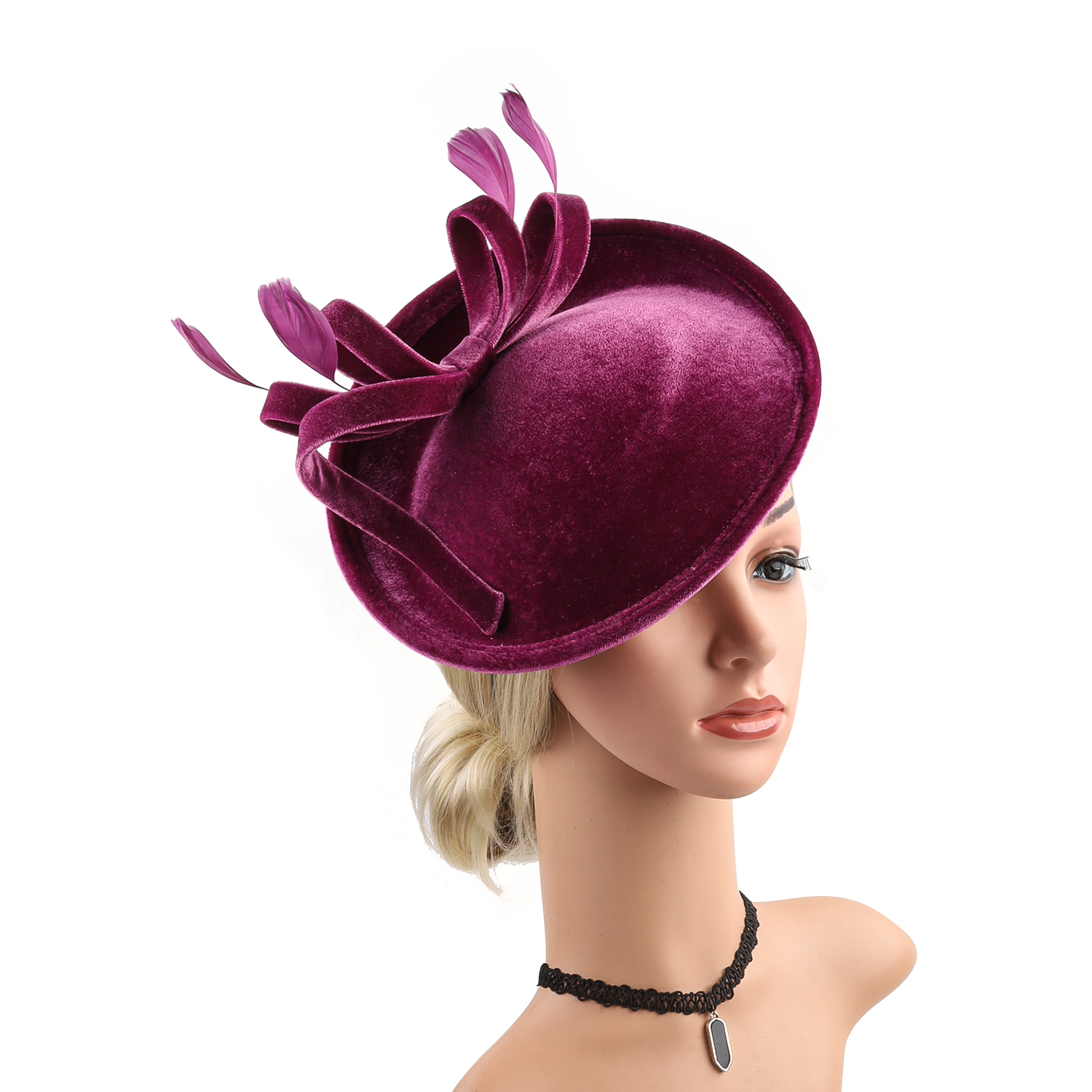 Velour Velvet Fascinator Feath - Winter Headband Fleece 评论和价格