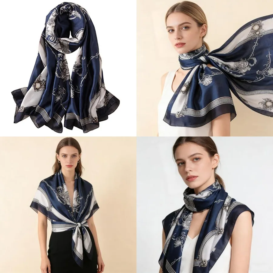 Silk Scarf Mulberry Silk Fashi - Shawl Wrap Winter 评论和价格