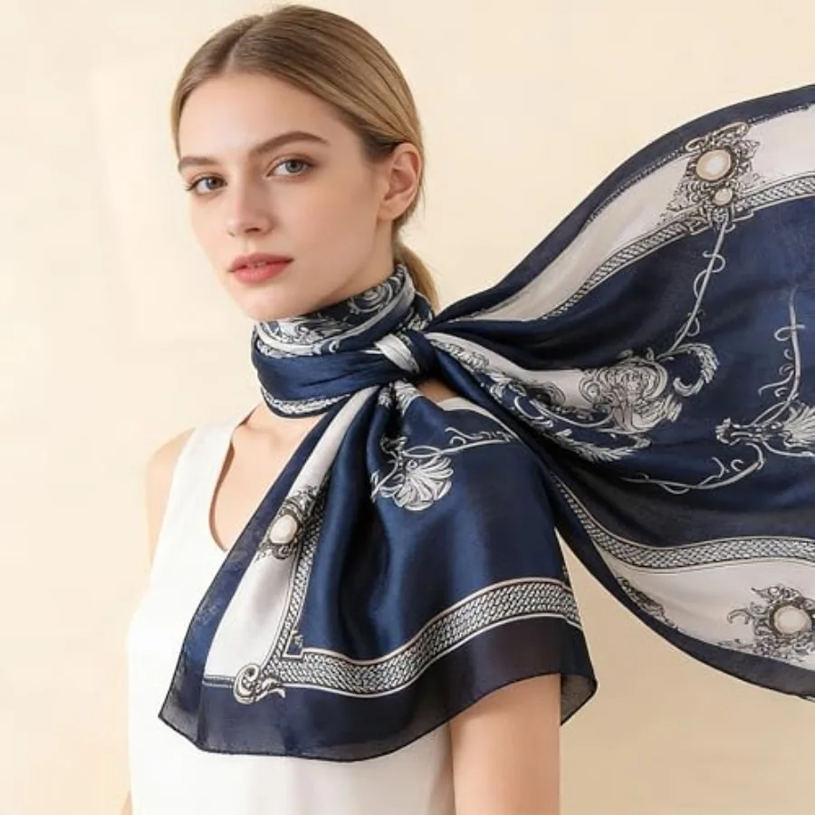 Silk Scarf Mulberry Silk Fashi - Shawl Wrap Winter 评论和价格