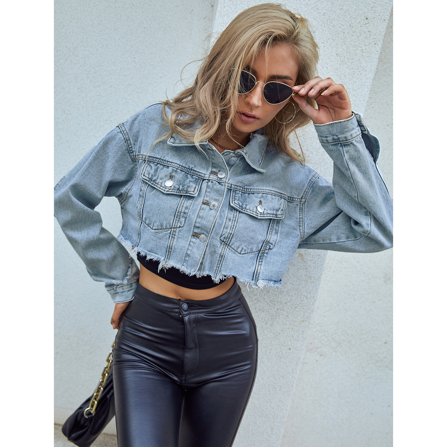 Women Denim Coats Solid Short  - Down Jacket Packable 评论和价格