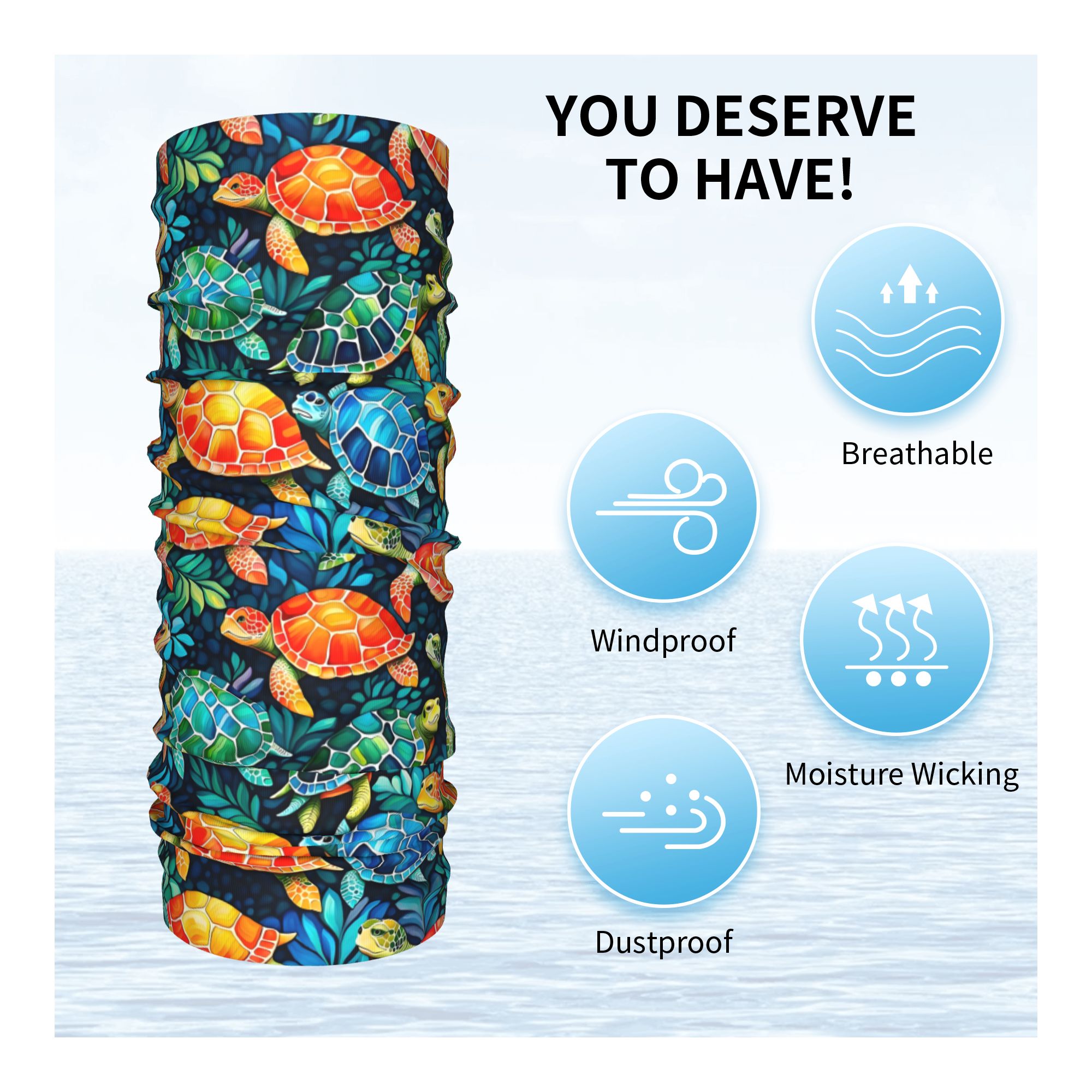 Custom Funny Colorful Sea Turt - Neck Gaiter Fleece 评论和价格
