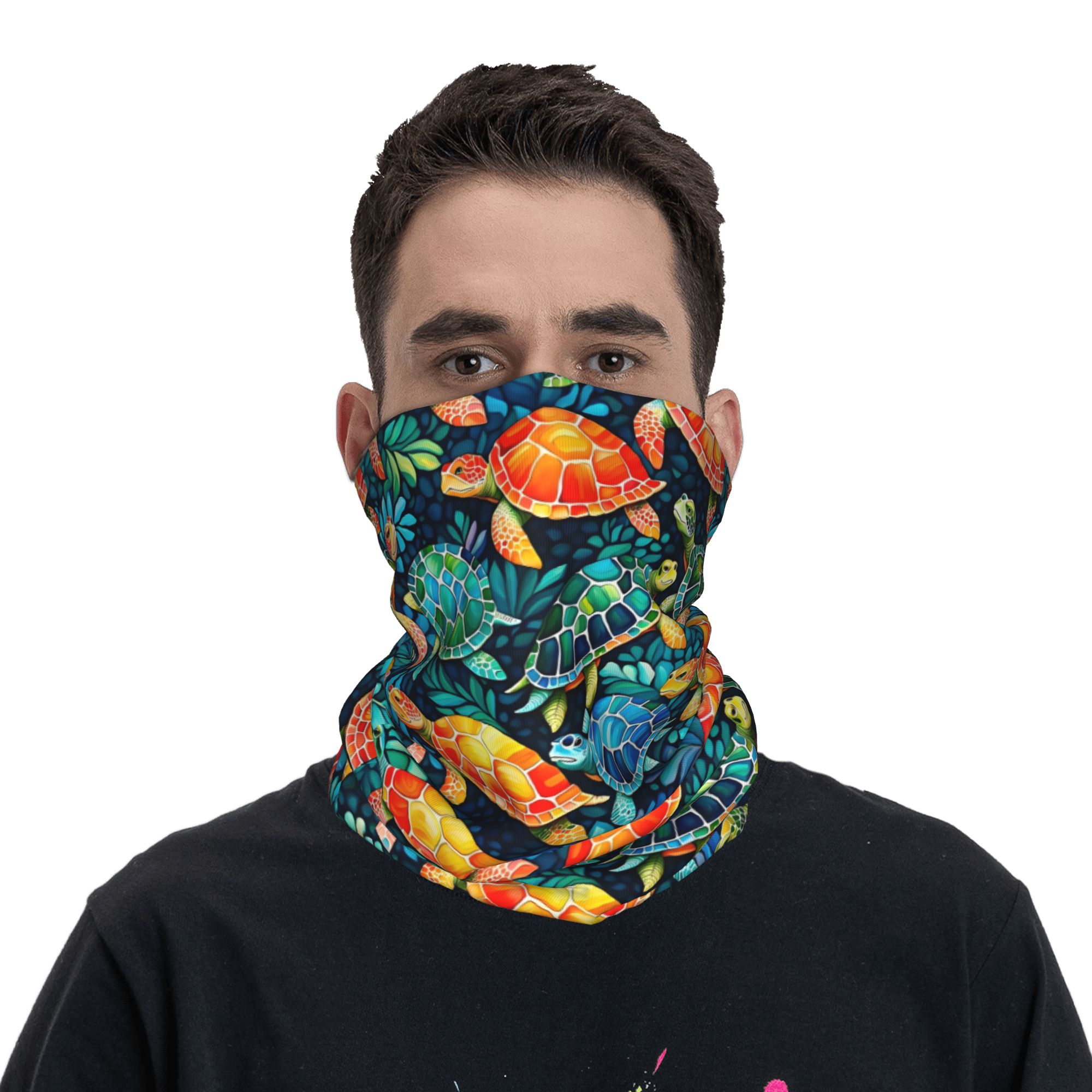 Custom Funny Colorful Sea Turt - Neck Gaiter Fleece 评论和价格