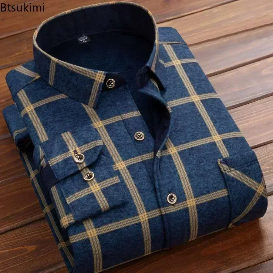 2024 Men's Winter Warm Long Sl - Flannel Shirt Lined 评论和价格