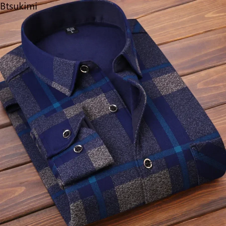 2024 Men's Winter Warm Long Sl - Flannel Shirt Lined 评论和价格