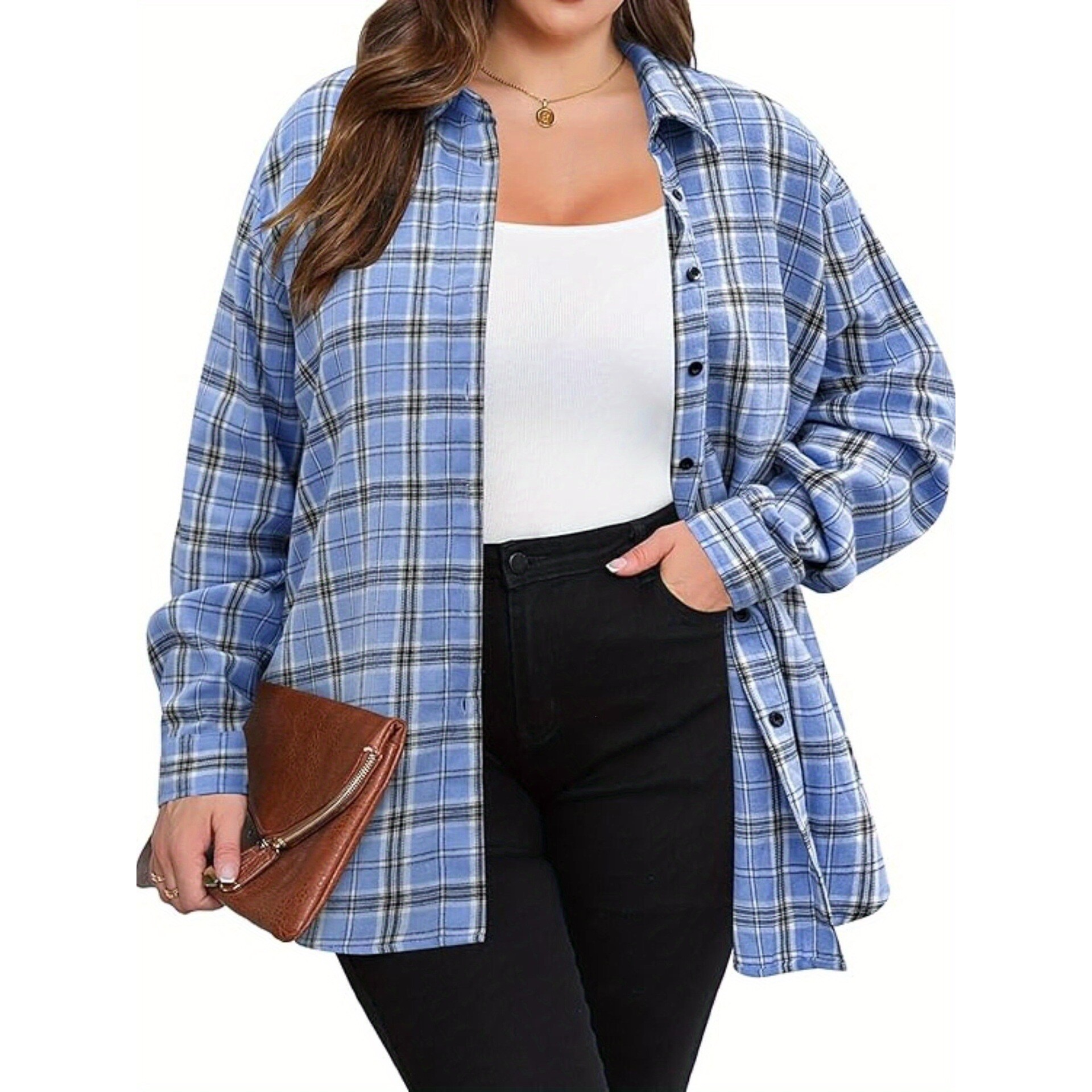 Warm Flannel Plaid Shirt Women - Flannel Shirt Lined 评论和价格