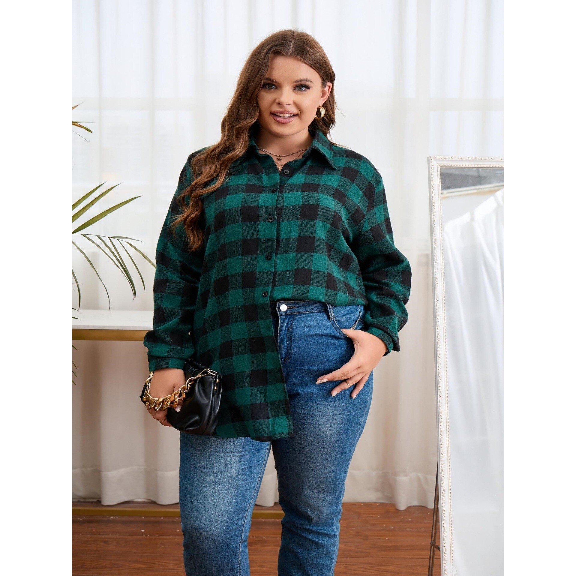 Warm Flannel Plaid Shirt Women - Flannel Shirt Lined 评论和价格
