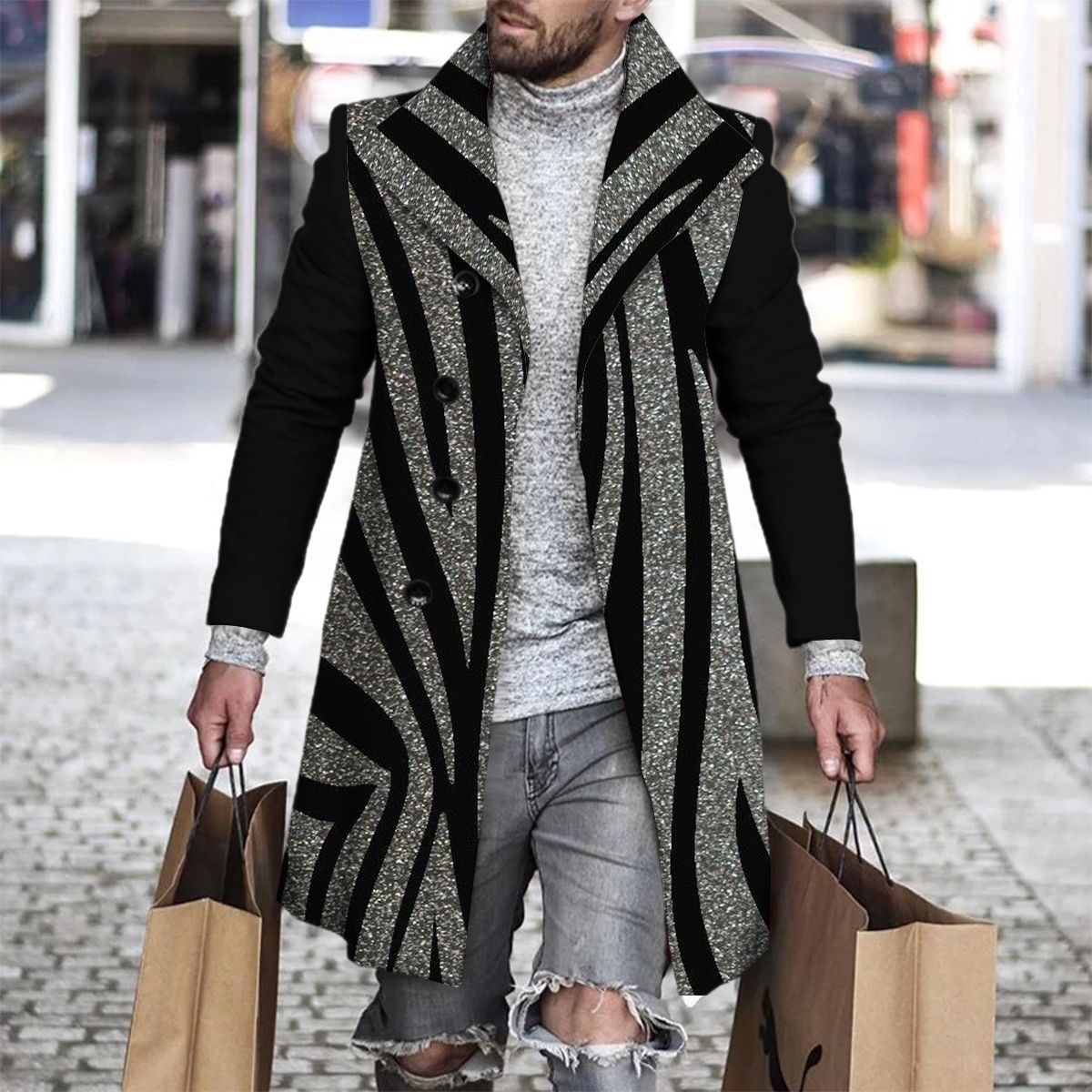 2025 Long Coat Men Mens Wool J - Wool Coat Peacoat 评论和价格