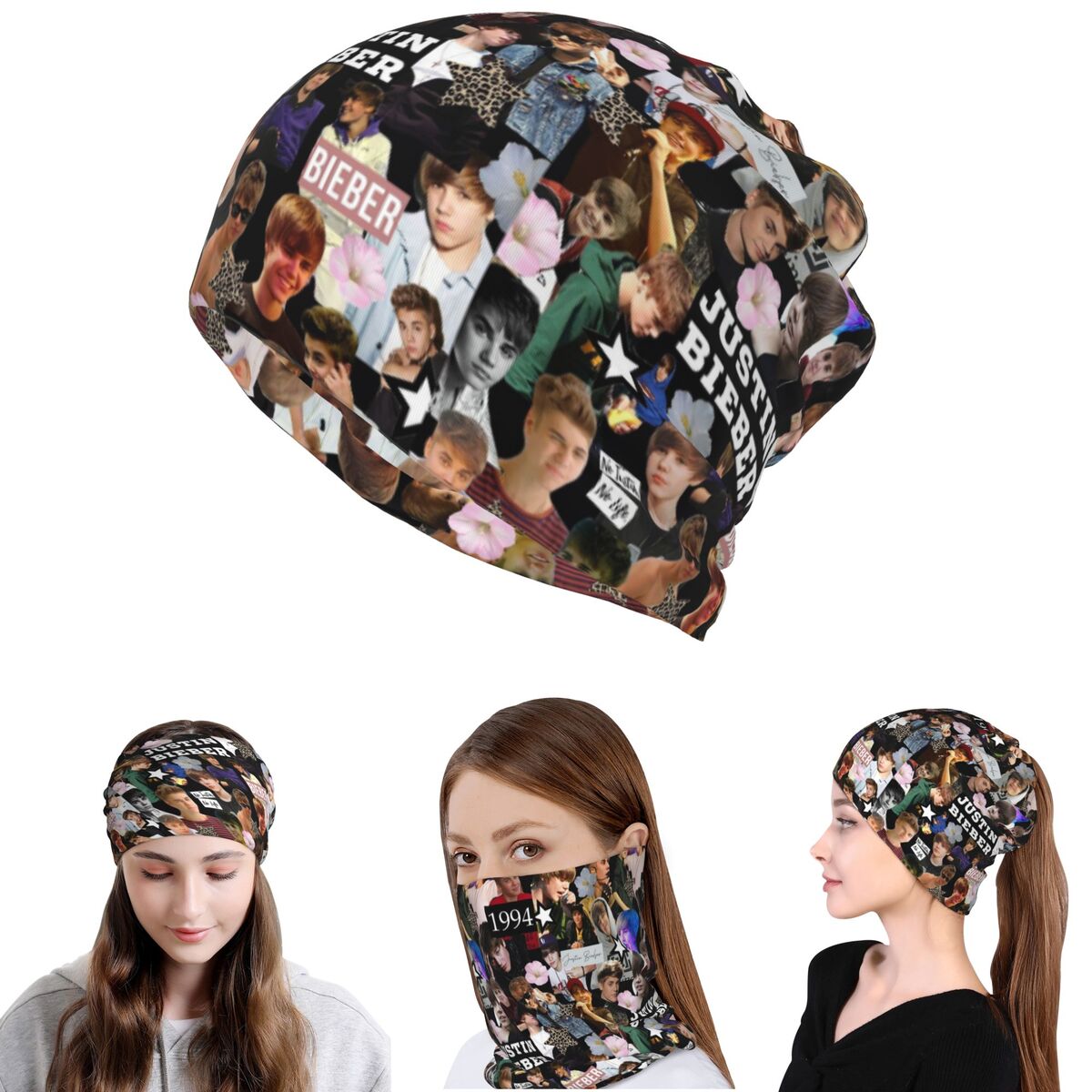 Justin Bieber Bandana Neck Cov - Knit Beanie Hat Warm 评论和价格