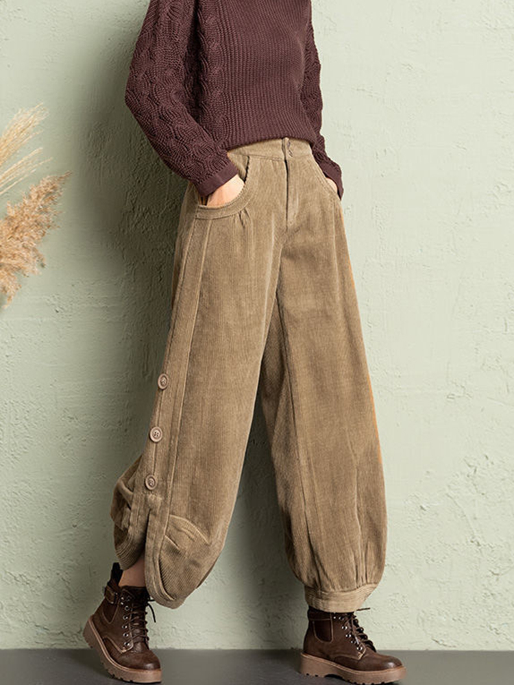Korean Corduroy Women Pants Fa - Corduroy Pant Warm 评论和价格