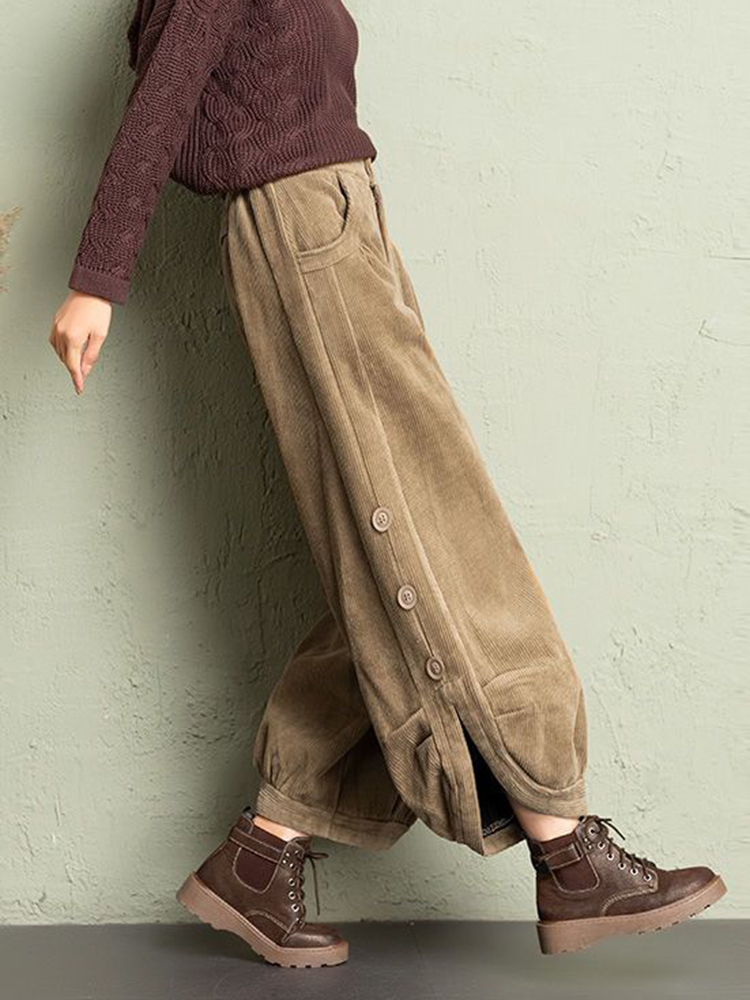 Korean Corduroy Women Pants Fa - Corduroy Pant Warm 评论和价格