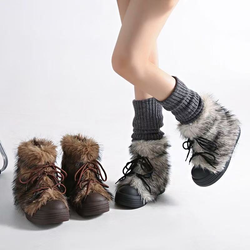 Retro Trendy Hairy Snow Boots  - Waterproof Winter Boot 评论和价格