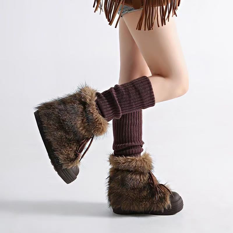 Retro Trendy Hairy Snow Boots  - Waterproof Winter Boot 评论和价格