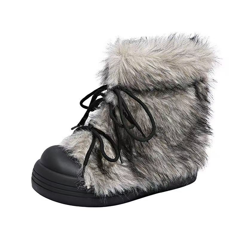 Retro Trendy Hairy Snow Boots  - Waterproof Winter Boot 评论和价格
