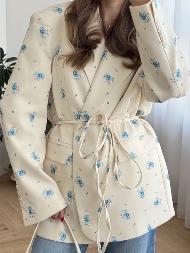 FSMG Elegant Flower Printed Lo - Down Jacket Packable 评论和价格