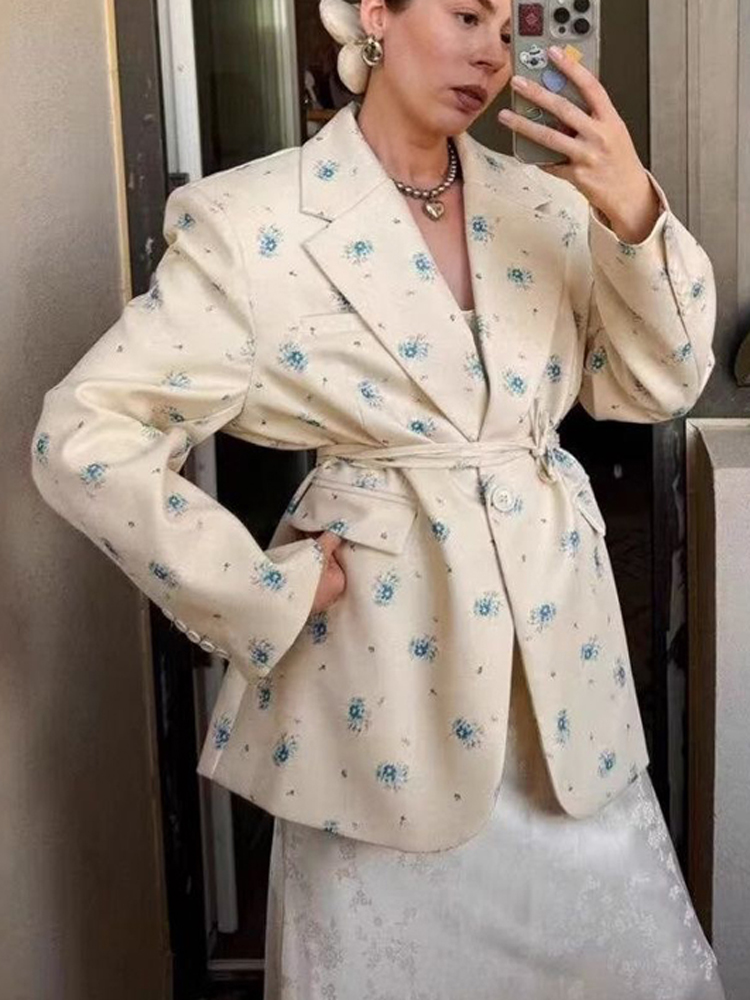 FSMG Elegant Flower Printed Lo - Down Jacket Packable 评论和价格