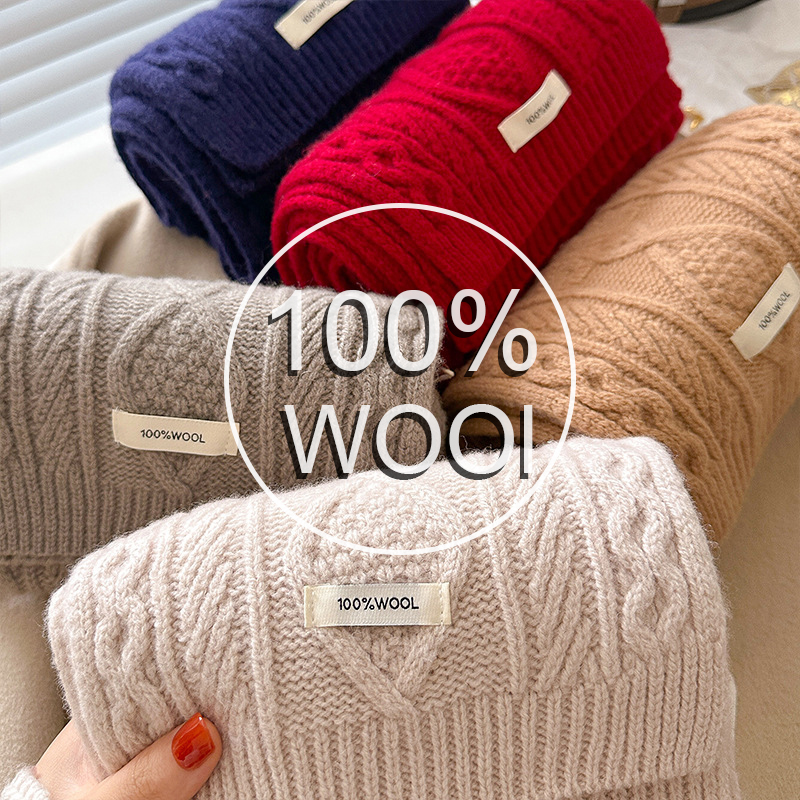 Luxury 100% Wool Scarf Women M - Shawl Wrap Winter 评论和价格