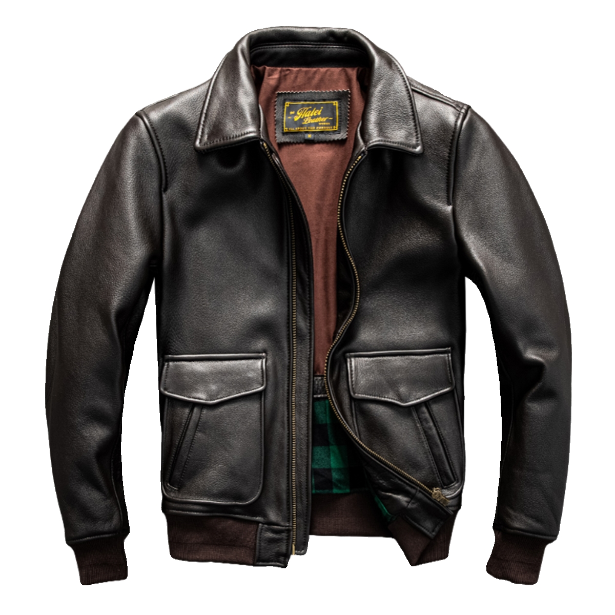 Dark Brown Winter Leather Jack - Down Jacket Packable 评论和价格