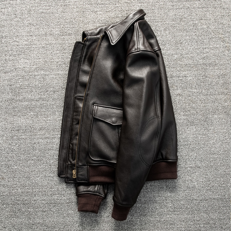 Dark Brown Winter Leather Jack - Down Jacket Packable 评论和价格
