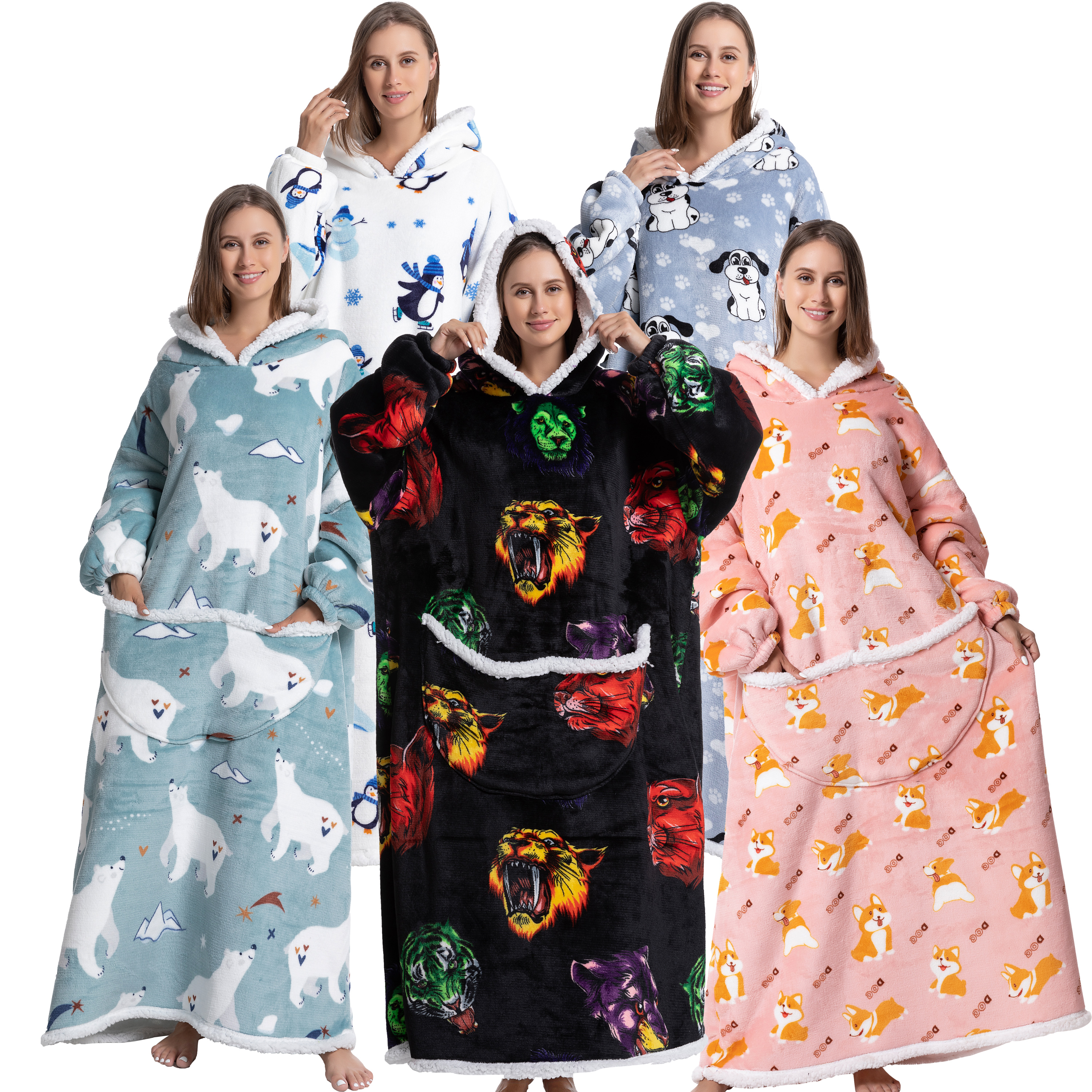 Oversized Wearable Blanket Coz - Sherpa Hoodie Fleece 评论和价格