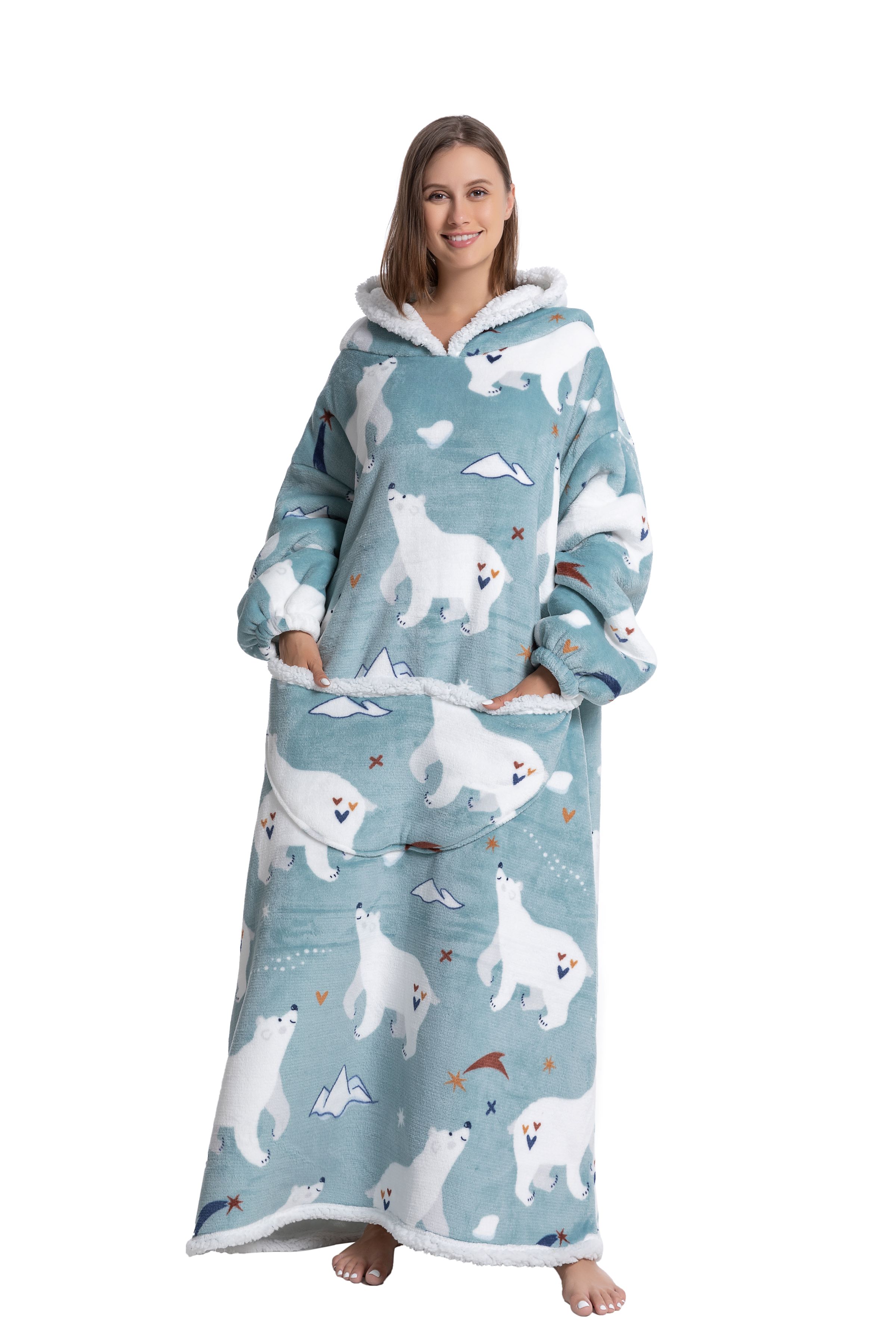 Oversized Wearable Blanket Coz - Sherpa Hoodie Fleece 评论和价格