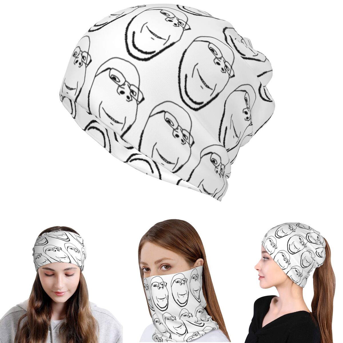Smiling Wholesome Wojak Soyjak - Knit Beanie Hat Warm 评论和价格